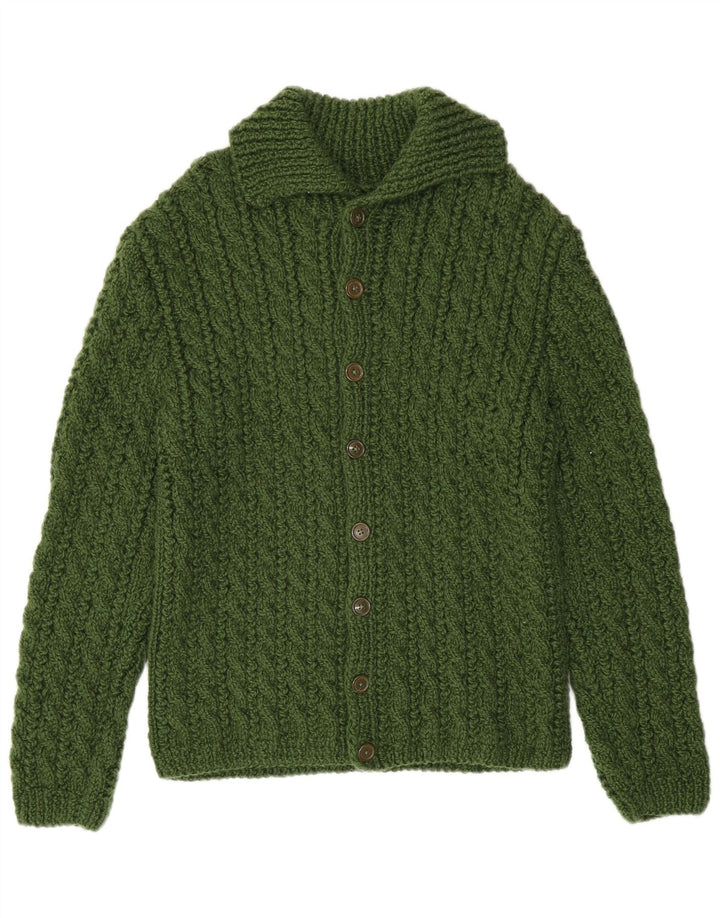 Vintage hombres Cardigan suéter pequeño verde