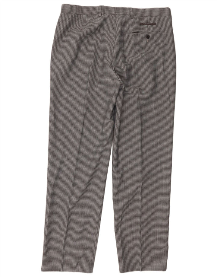 Marks & Spencer Pantalones de traje de corte regular para hombre W36 L29 Poliéster a cuadros grises