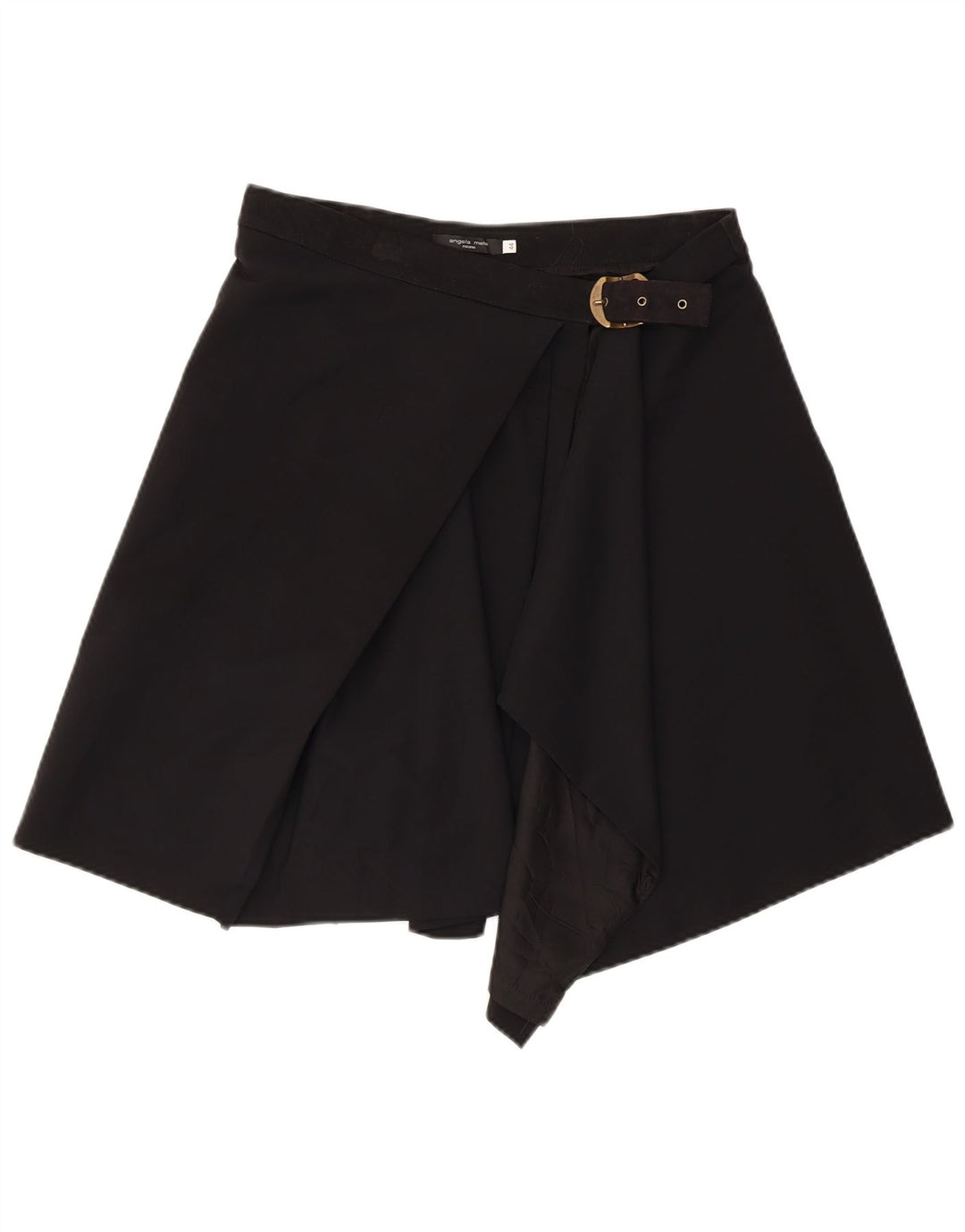 ANGELA MELE Falda cruzada para mujer IT 44 Mediana W30 Lana negra