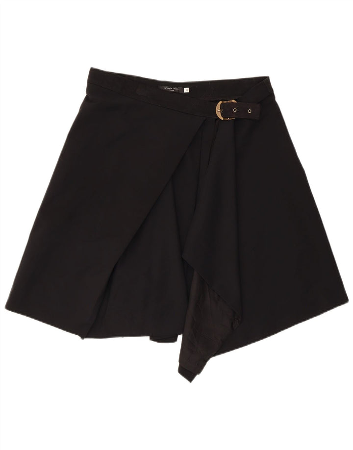 ANGELA MELE Falda cruzada para mujer IT 44 Mediana W30 Lana negra