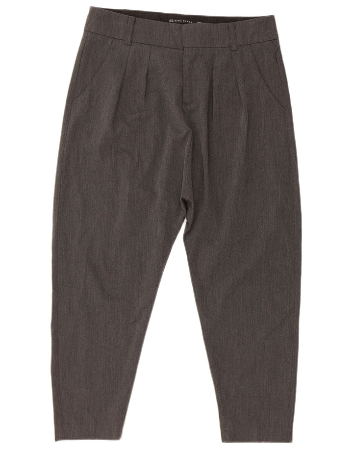 Zara Mujer Capri Harem Pantalones Pequeños W26 L20 Gris Viscosa