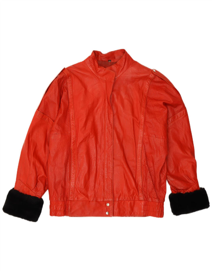 Vintage mujer militar chaqueta de gran tamaño EU 40 bloque de color rojo medio