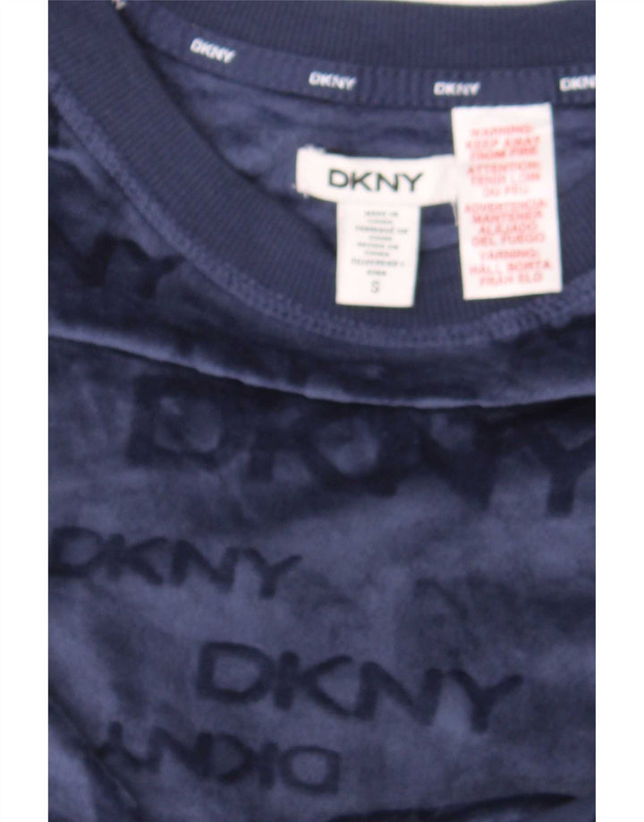 Dkny Sudadera con gráfico extragrande para mujer, talla 10, color azul marino