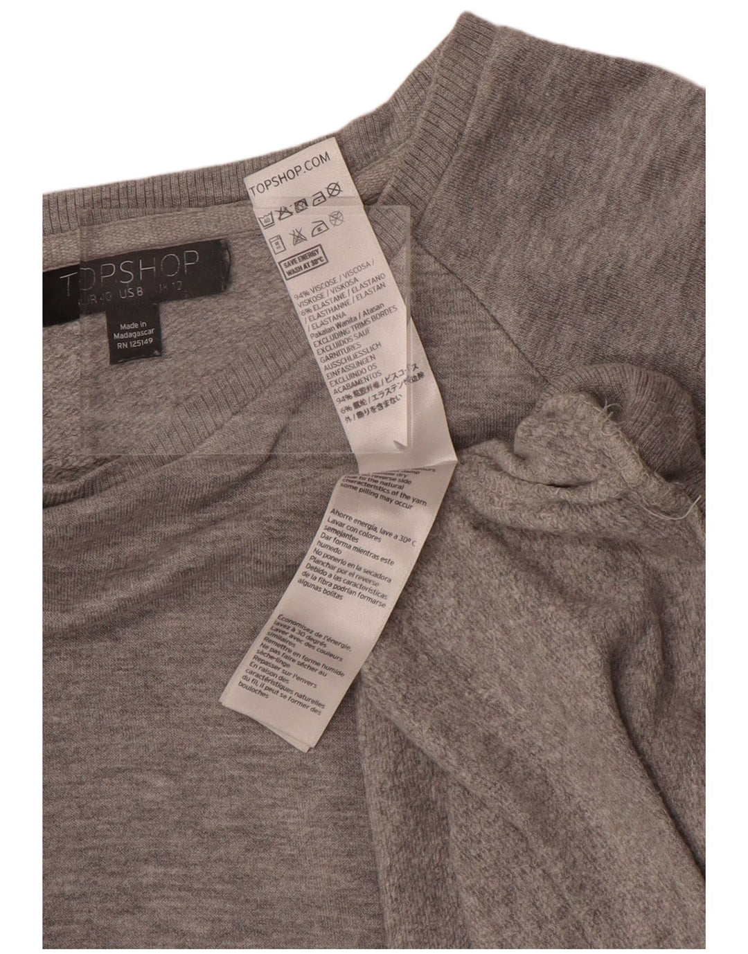 Topshop - Sudadera extragrande para mujer, talla 40, viscosa gris medio