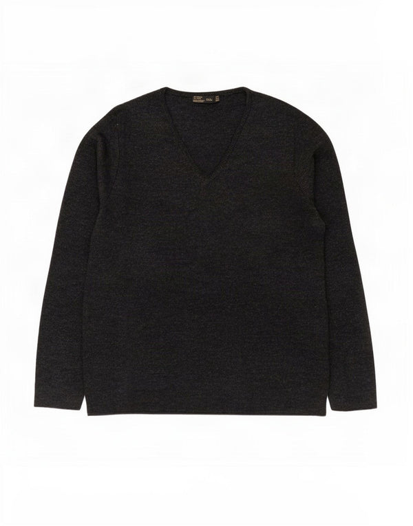 Zara - Jersey con cuello en V para mujer, talla 40, talla grande, acrílico moteado gris