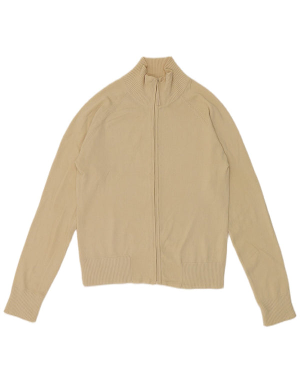 Zara Mujer Crop Cardigan Suéter UK 12 Medio Beige Algodón
