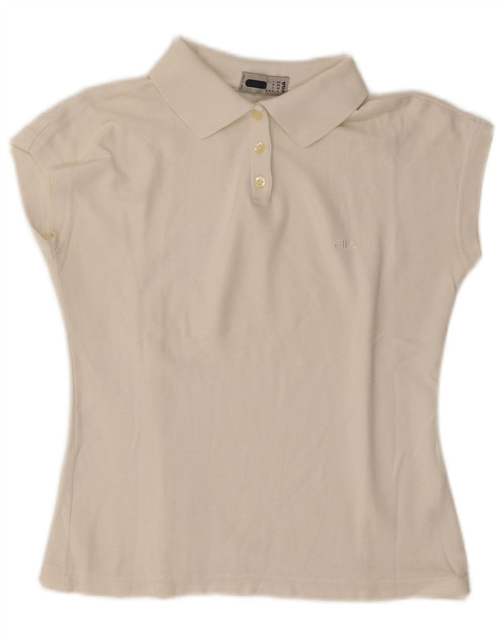 Fila Polo corto para mujer US 8 mediano algodón blanco