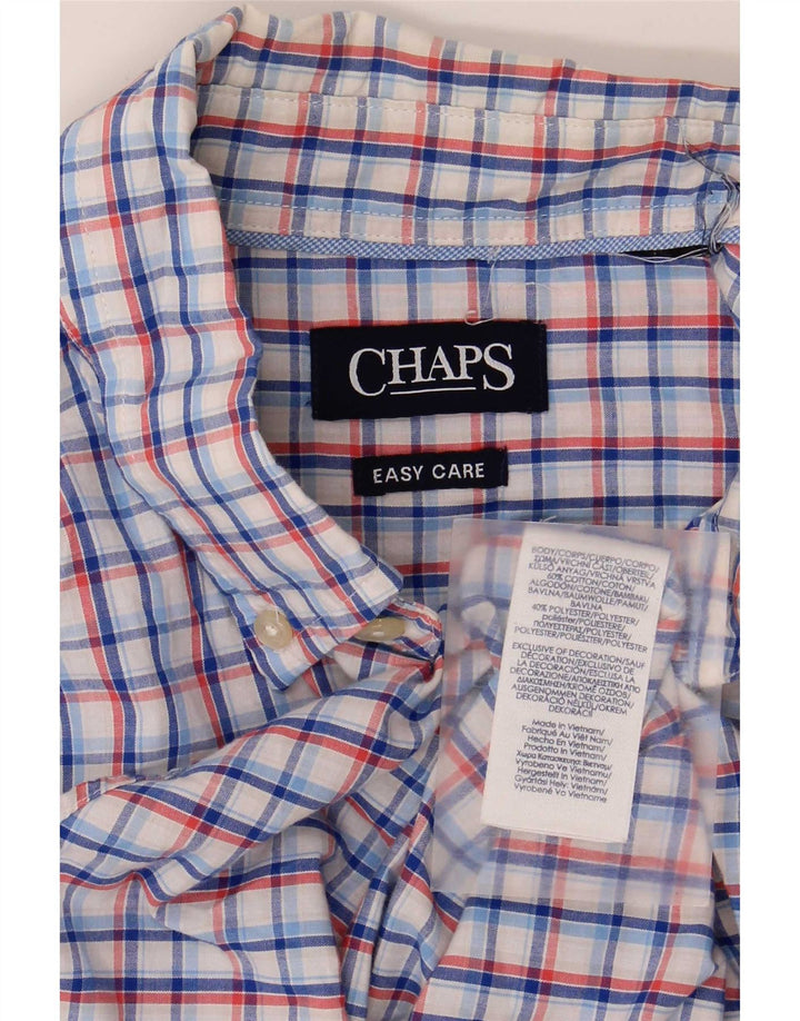 Chaps Camisa de manga corta para hombre de algodón a cuadros azul grande