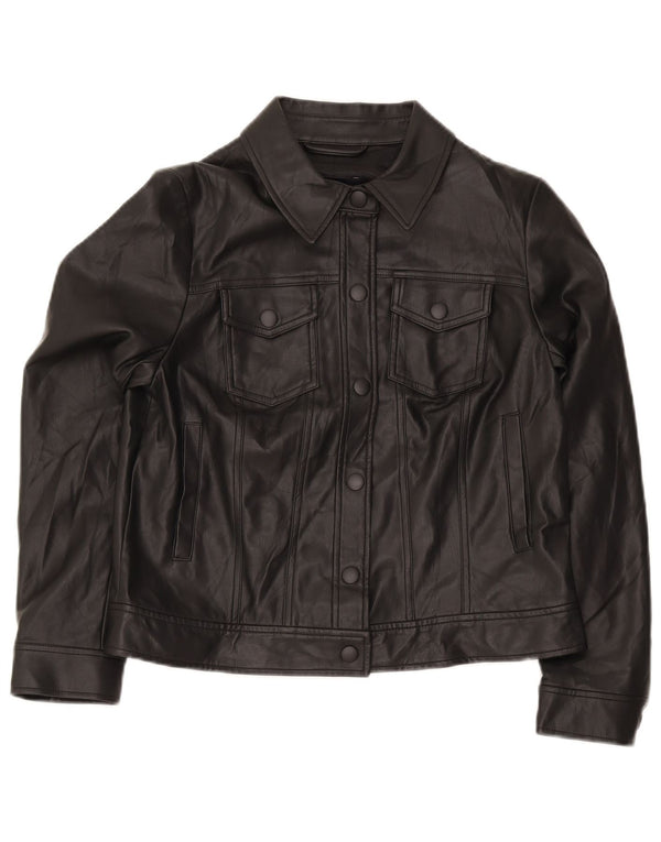Marks & Spencer Chaqueta Bomber de Piel sintética para Mujer UK 42 Mediana Negra