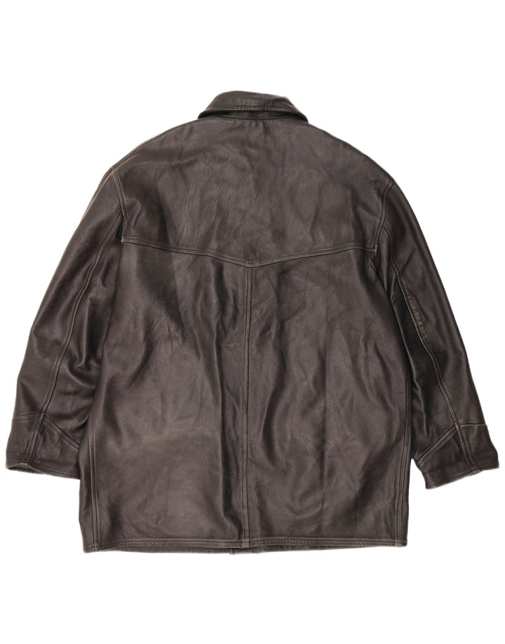 VINTAGE Chaqueta de cuero para hombre Reino Unido 42 XL Cuero negro