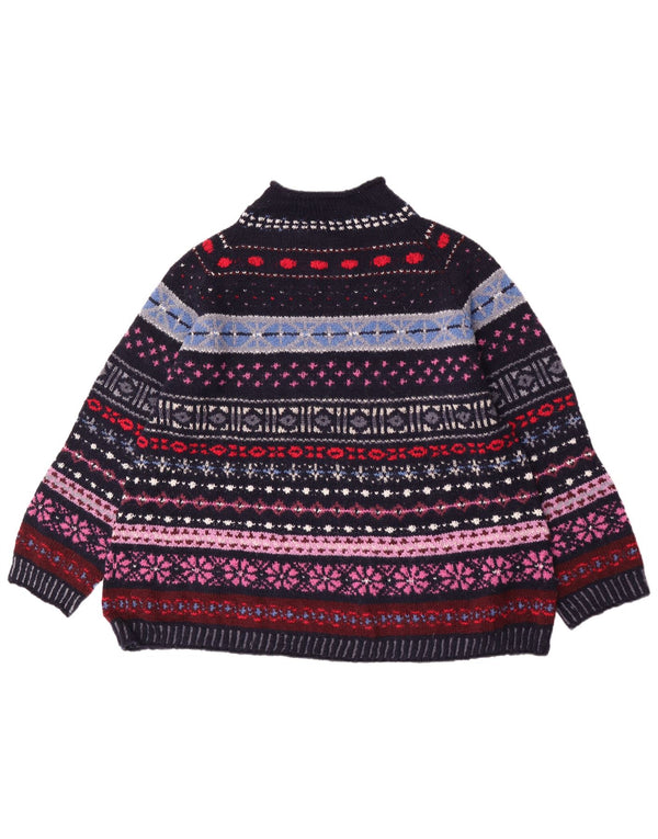 Vintage mujer tortuga cuello jersey suéter Reino Unido 18 XL multicolor retro