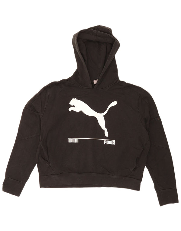 Puma Mujer Crop Graphic Sudadera con capucha Jumper UK 14 Medium Negro Deportes