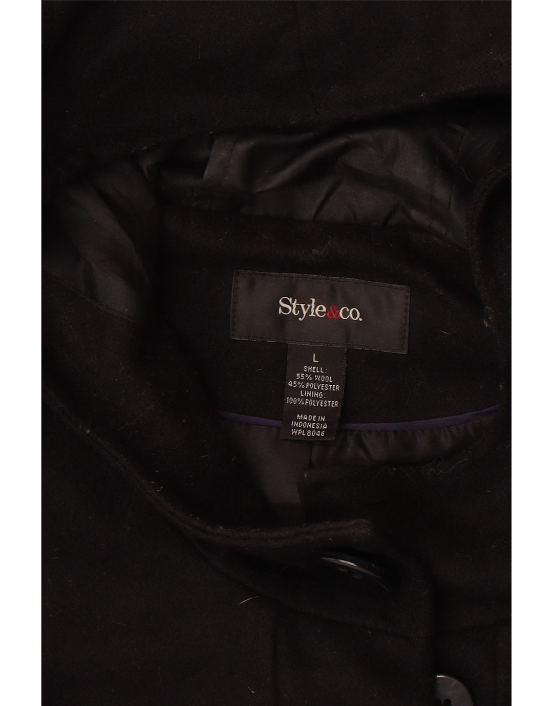 Style&Co Trenca con capucha para mujer UK 46 Large Lana negra