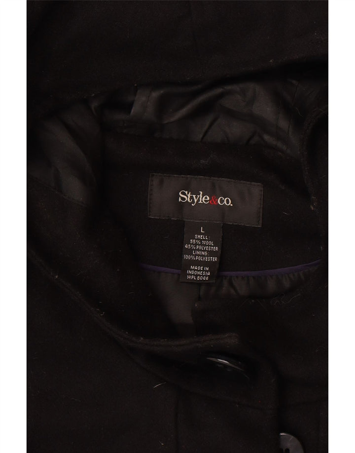 Style&Co Trenca con capucha para mujer UK 46 Large Lana negra