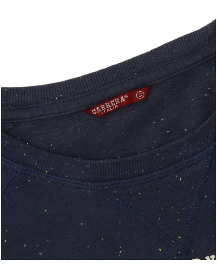 Carrera Mens Patrón Abstracto Gráfico Top Manga Larga Pequeño Azul Marino