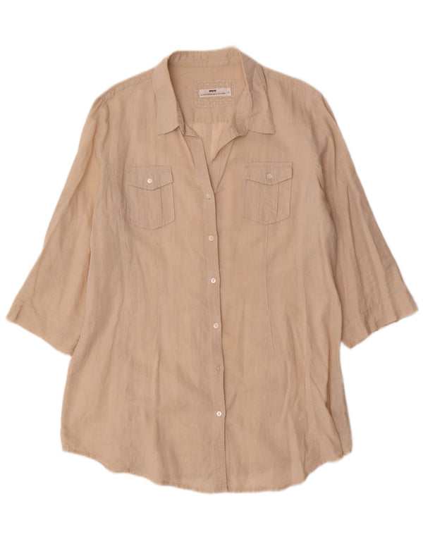 Brugi Camisa de manga 3/4 para mujer UK 46 Large Beige
