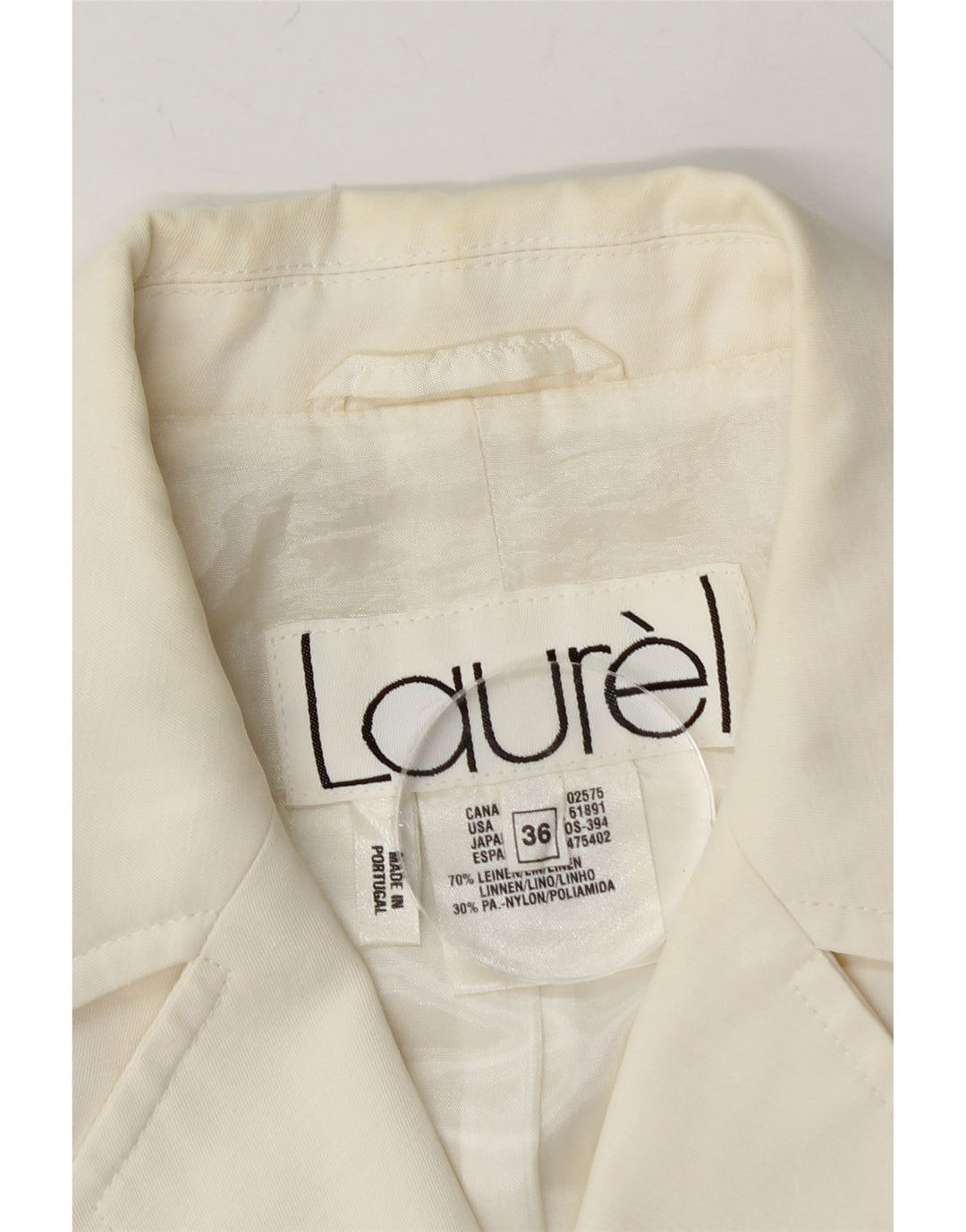 LAUREL Womens 3 Button Longline Blazer Jacket EU 38 Small White Linen