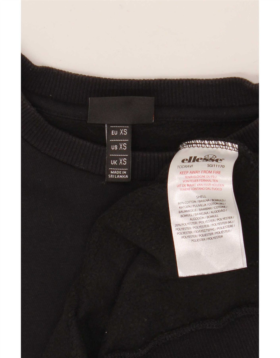 Ellesse Hombre Sudadera Gráfica Jumper XS Algodón Negro