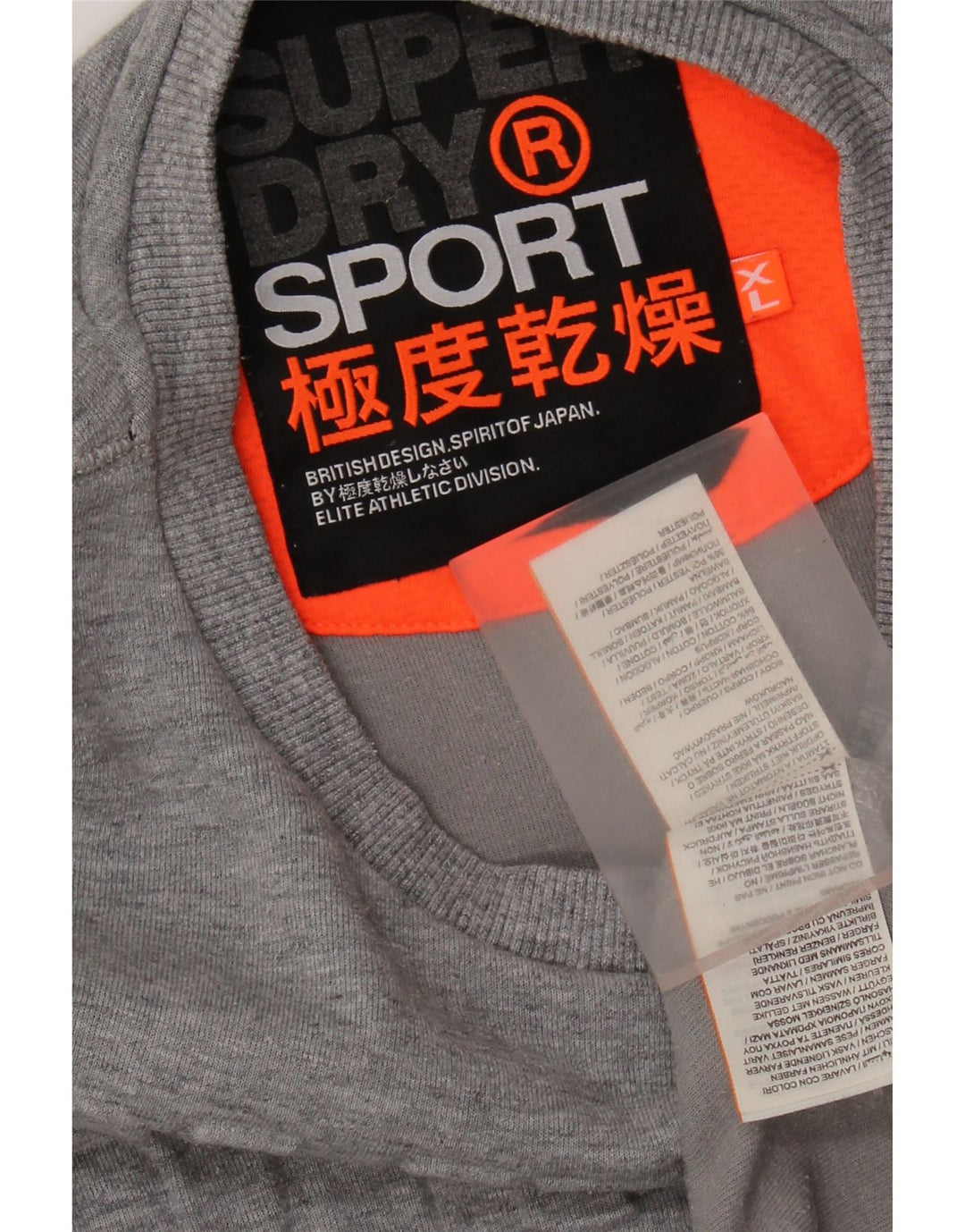 SUPERDRY Hombre Sudadera Gráfica Jersey XL Algodón Moteado Gris