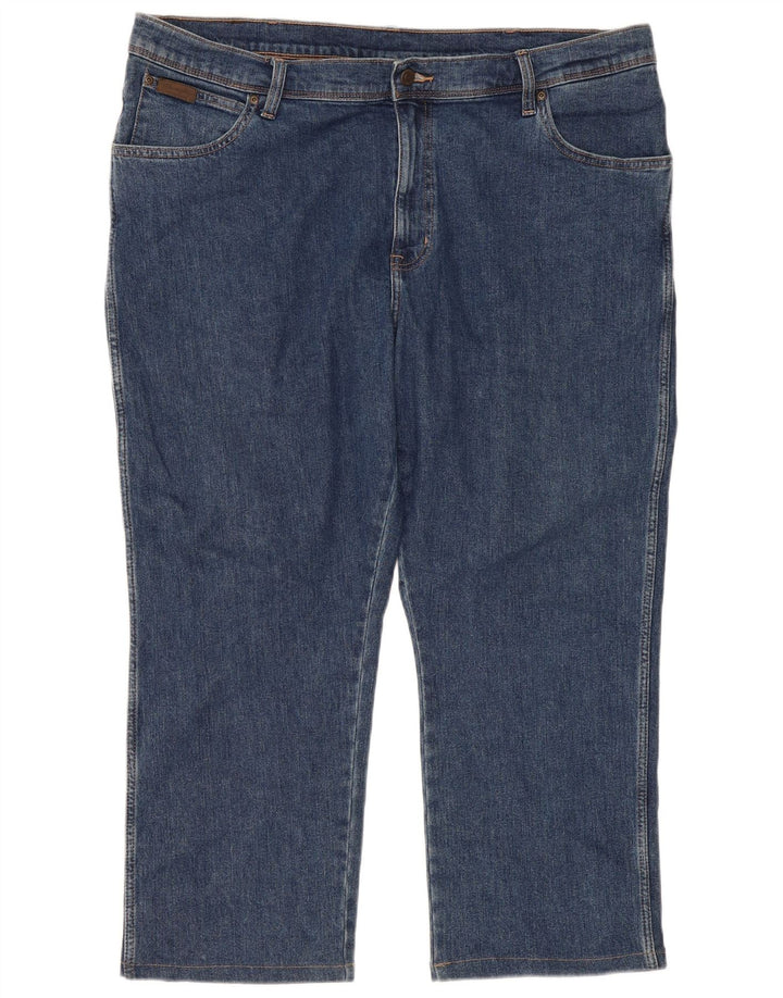 WRANGLER Vaqueros rectos recortados de corte regular para hombre W42 L26 Algodón azul