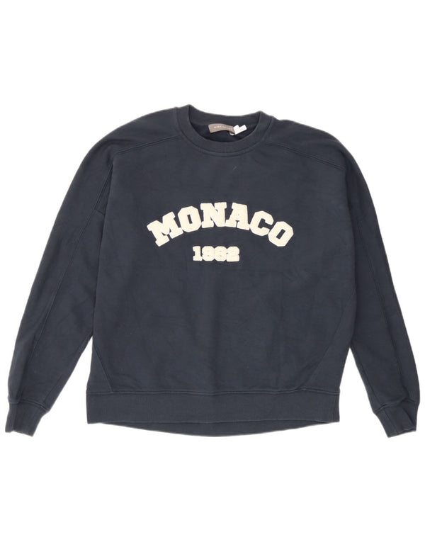 MINT VELVET Sudadera gráfica para mujer Jumper UK 10 Small Azul marino