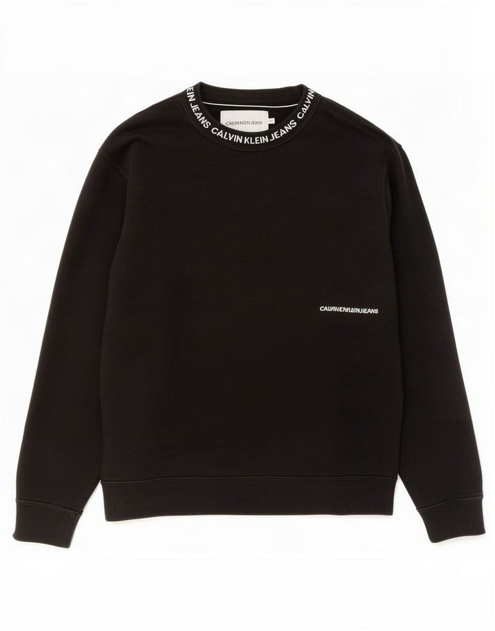 Calvin Klein Jeans Hombre Sudadera Gráfica Jumper Algodón Negro Mediano