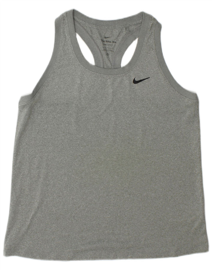 Nike - Camiseta sin mangas Dri Fit para hombre, poliéster gris grande