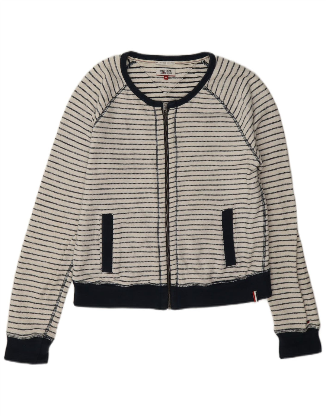Tommy Hilfiger Chaqueta de Chándal para Mujer UK 14 Mediana Rayas Blancas