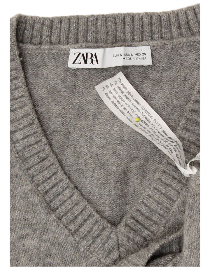 Zara Mujer Crop Vest Tank Top UK 10 Small Gris