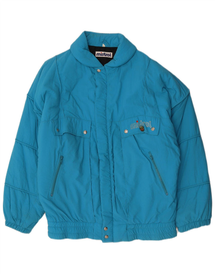 MISTRAL Chaqueta acolchada holgada con gráfico para hombre Reino Unido 40 Grande Poliamida azul