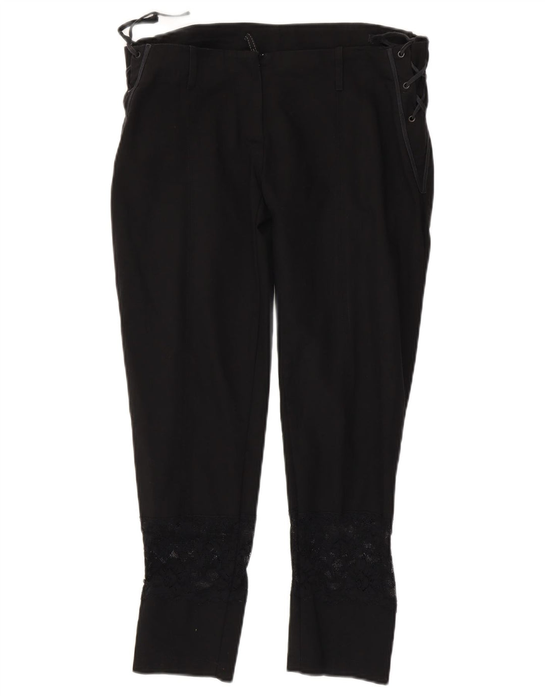 Pantalones recortados delgados vintage para mujer W34 L25 Negro