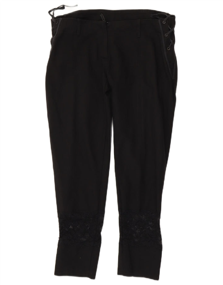 Pantalones recortados delgados vintage para mujer W34 L25 Negro