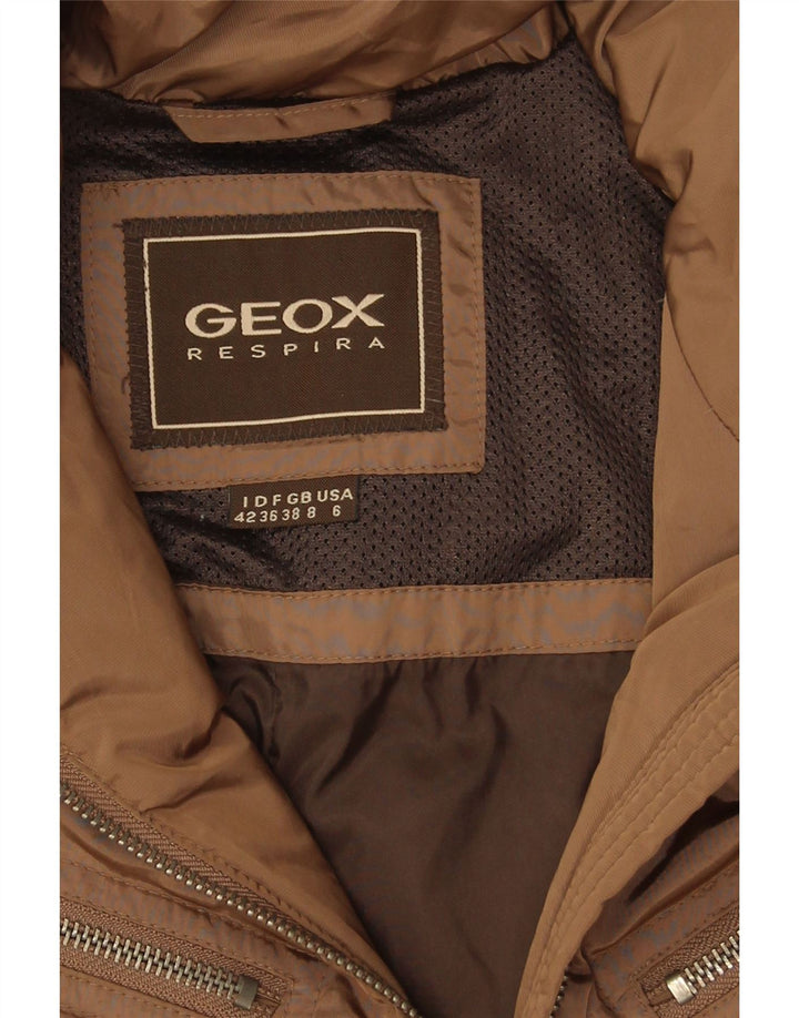 Geox Mujer Respira Chaqueta Acolchada Extragrande UK 8 Small Beige Poliéster