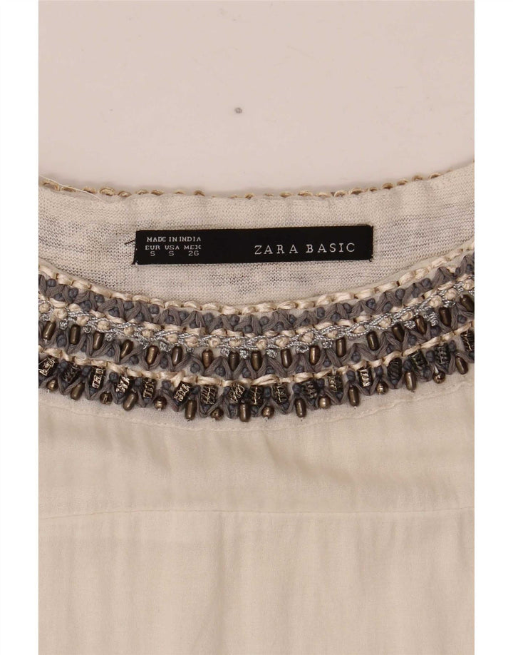 Zara Mujer Blusa Extragrande Top UK 10 Small Blanco