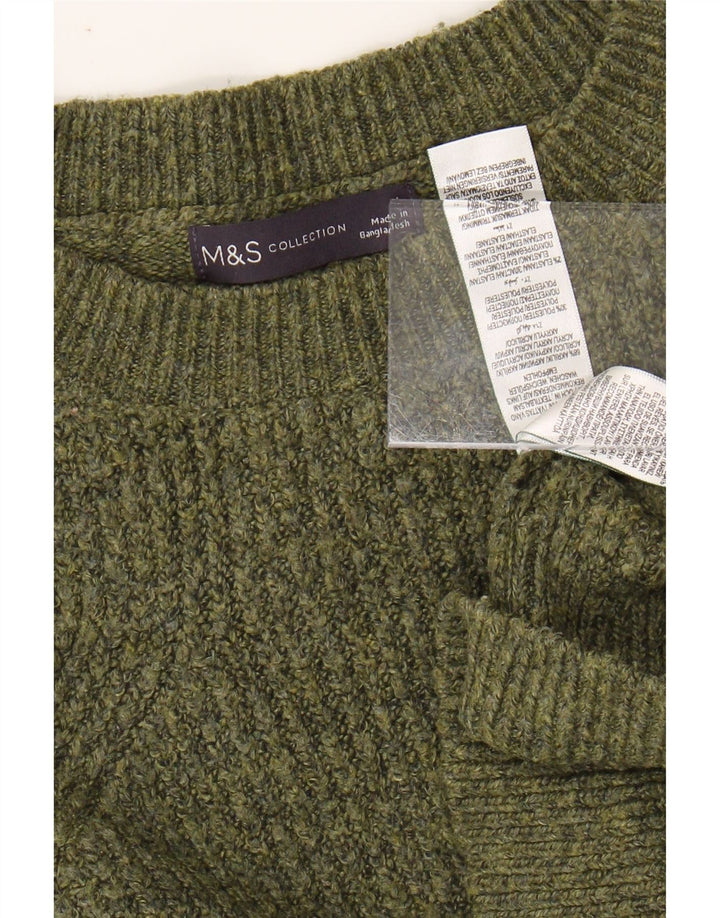 MARKS & SPENCER Womens Crew Neck Jumper Sweater UK 16 Large Green