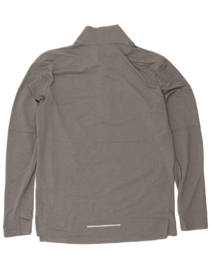 Camiseta Nike Dri Fit con cremallera y cuello para hombre, manga larga, poliéster gris medio