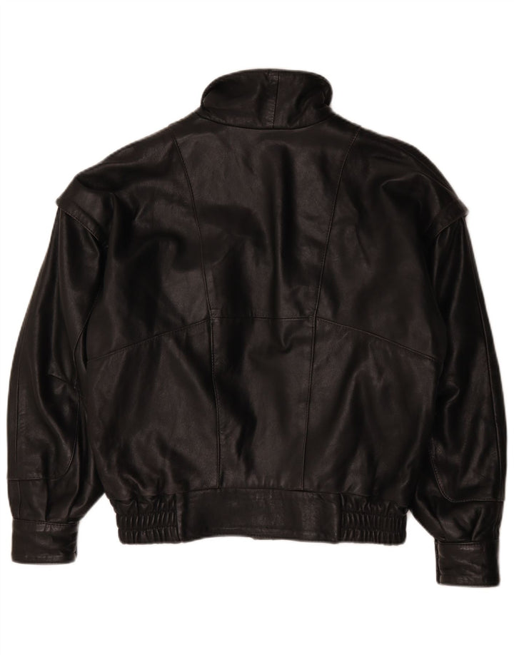 Vintage hombres bombardero chaqueta de cuero Reino Unido 46 3XL cuero negro