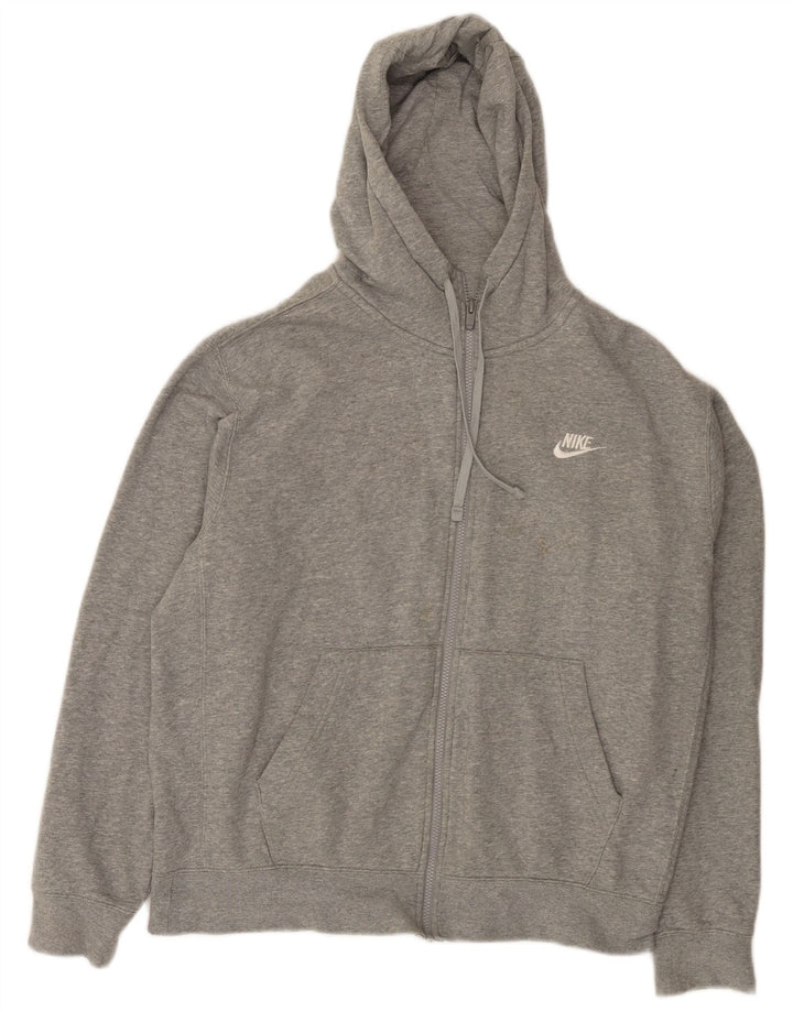 Nike - Sudadera con capucha y cremallera para hombre, algodón moteado en gris medio