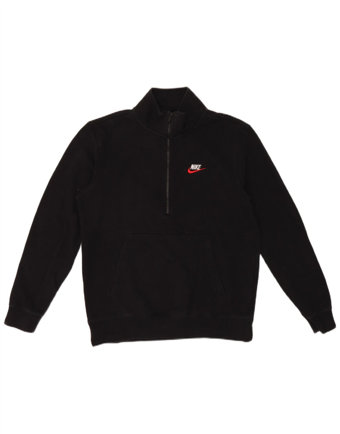 Nike Sudadera con cuello con cremallera y jersey de algodón negro mediano para hombre