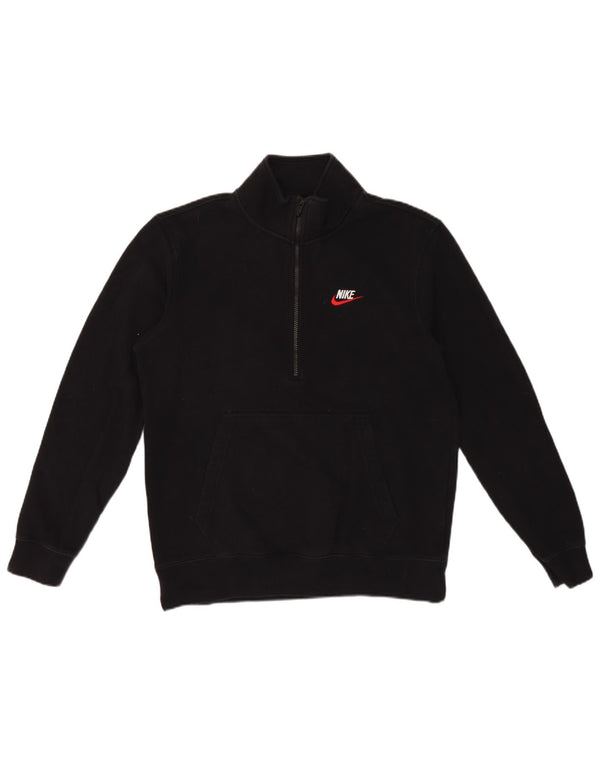 Nike Sudadera con cuello con cremallera y jersey de algodón negro mediano para hombre