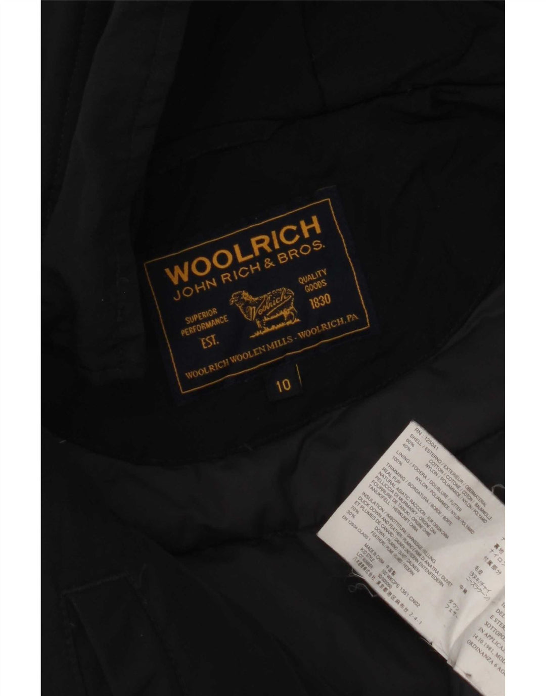 Woolrich Chaqueta acolchada con capucha para niño 9-10 años Algodón negro