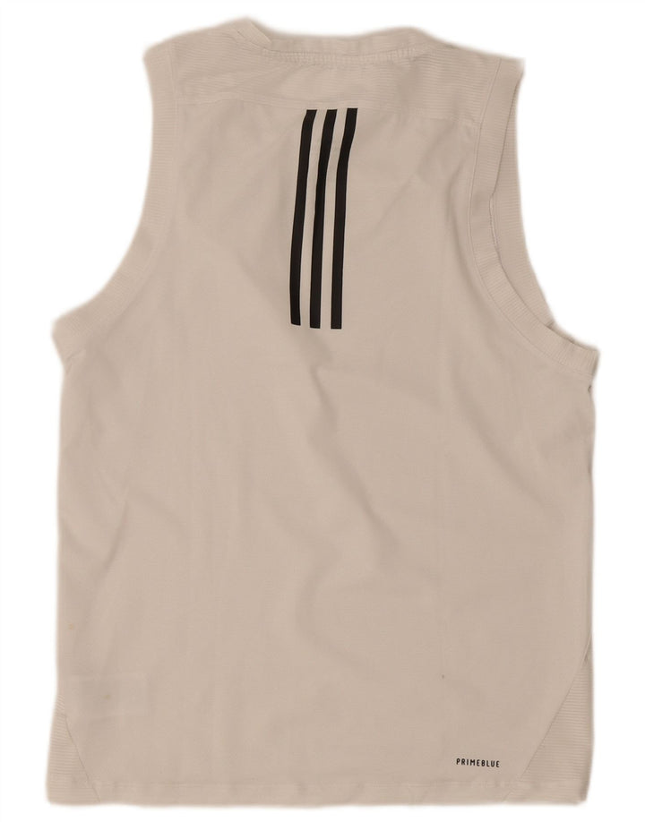 Adidas Hombre Chaleco Top Pequeño Poliéster Blanco
