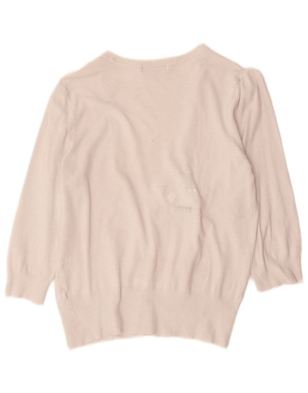 Marks & Spencer Suéter tipo cárdigan de manga 3/4 para mujer UK 40 Mediano Blanco roto