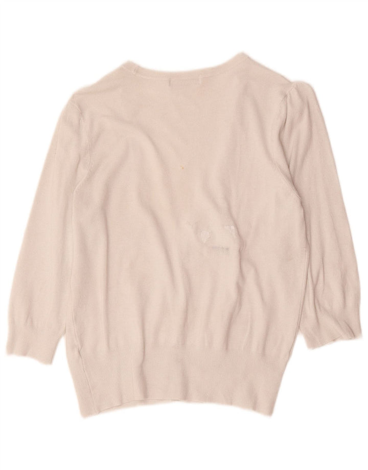 Marks & Spencer Suéter tipo cárdigan de manga 3/4 para mujer UK 40 Mediano Blanco roto