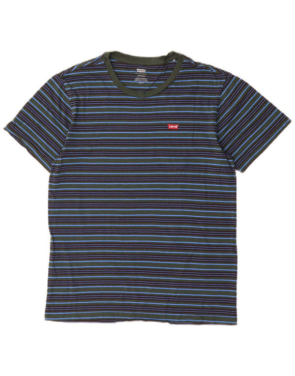 Levi's Camiseta estándar para hombre Top Small de algodón a rayas azul marino