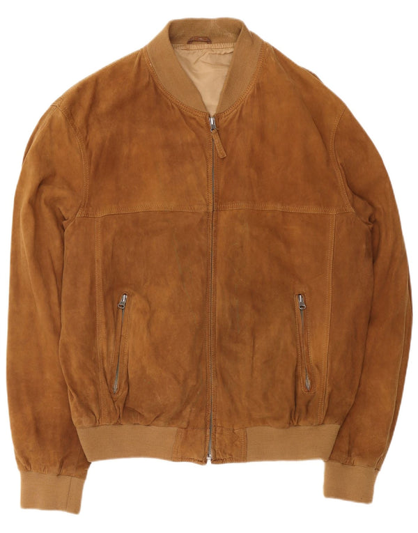 Vintage hombres ante bomber chaqueta Reino Unido 42 XL cuero marrón
