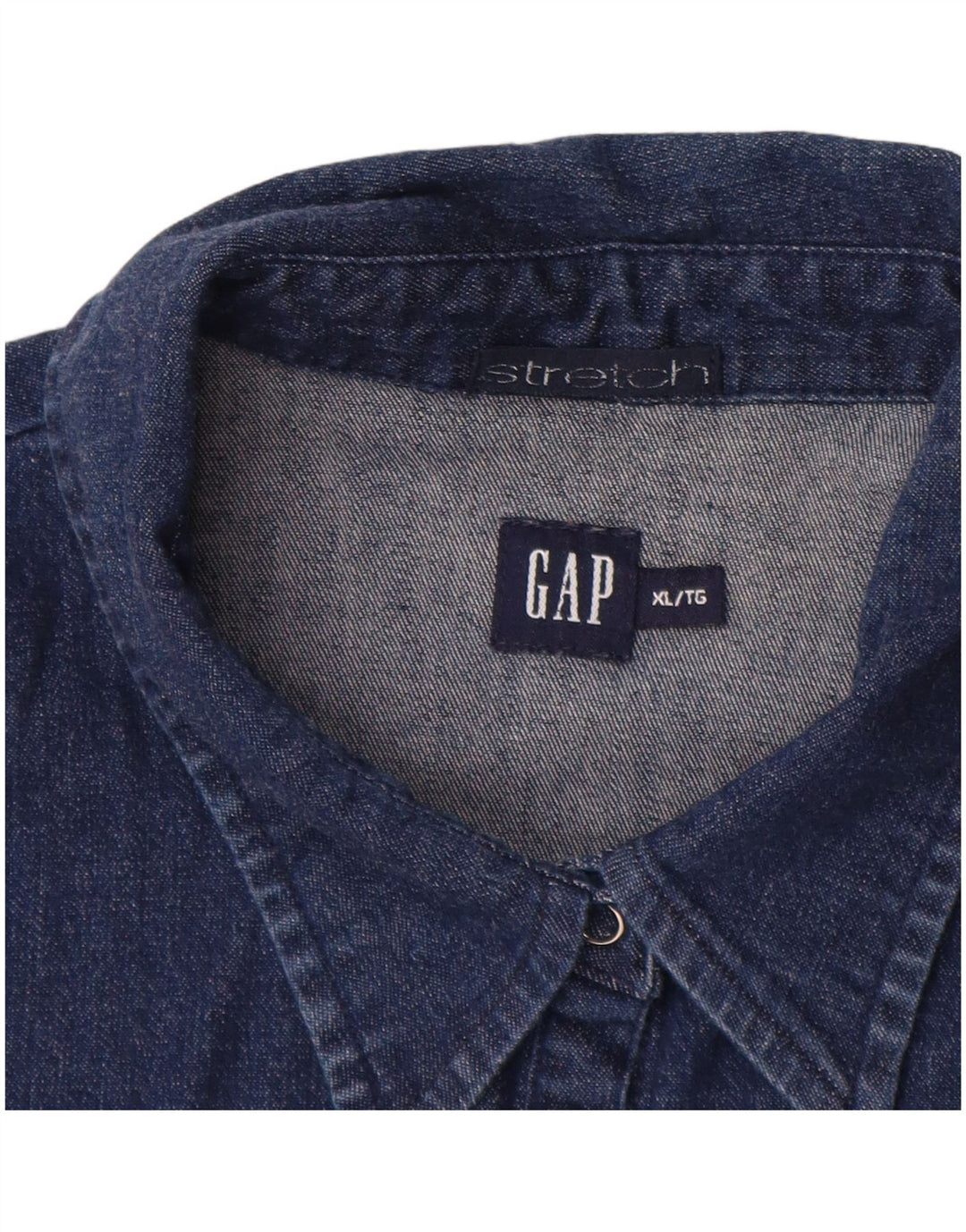 GAP Camisa vaquera elástica de manga 3/4 para mujer UK 40 XL Algodón azul marino