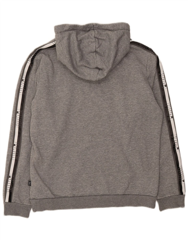 PUMA Mens Graphic Hoodie Jumper Small Grey Cotton