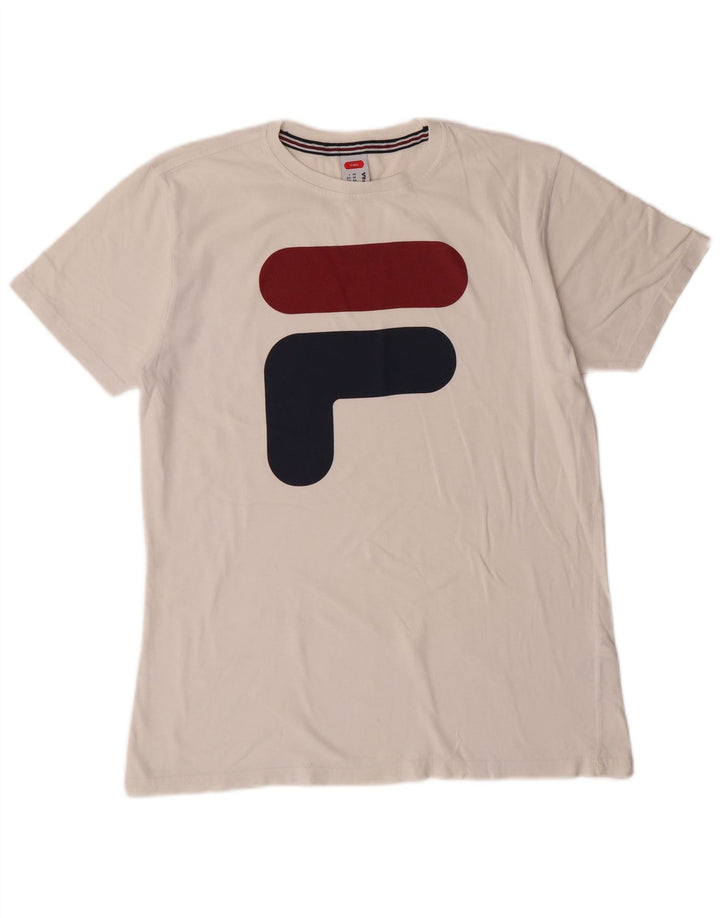 FILA Camiseta gráfica de tenis para hombre Top IT 46 Small White Cotton Sports