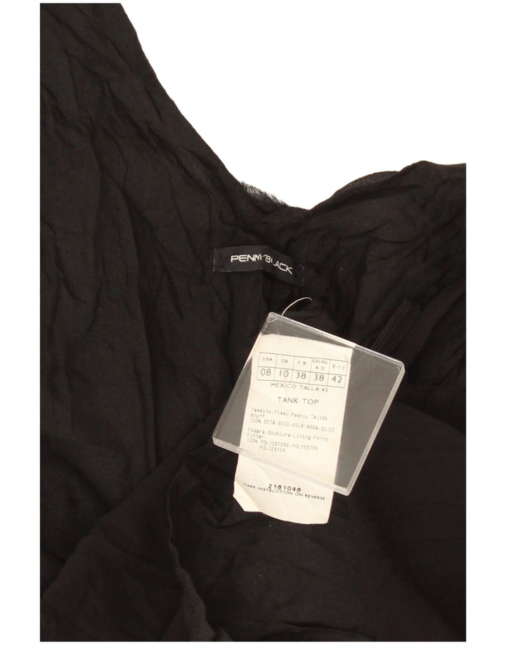 Penny Black Top corto sin mangas para mujer UK 10 Small Black Silk